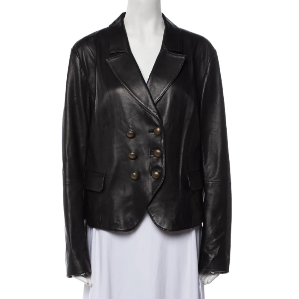 L’AGENCE Lamb Leather Double Breasted Blazer Size 8 NWT - Picture 16 of 16